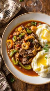 tender slow cooked homestyle swiss steak