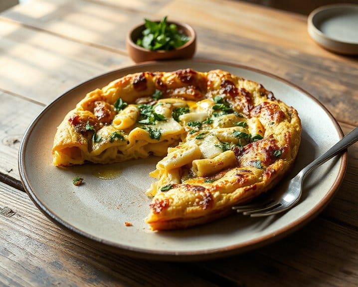transform leftover pasta into frittata