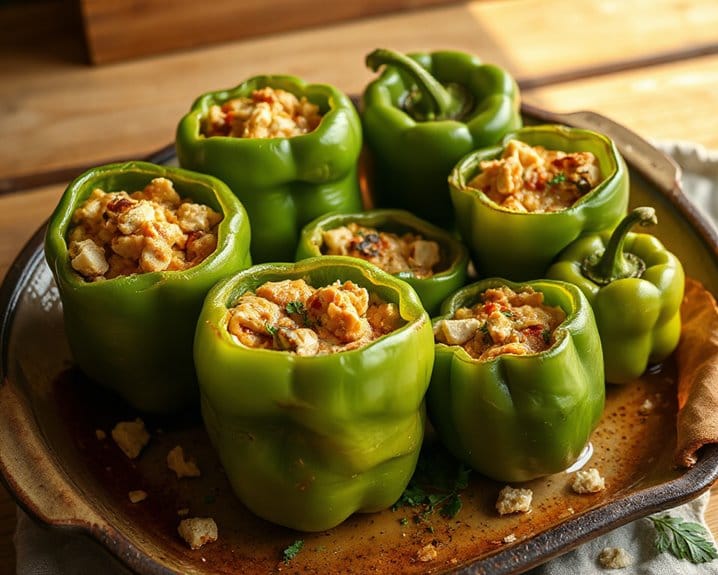 vintage flavorful elegant seafood infused stuffed peppers