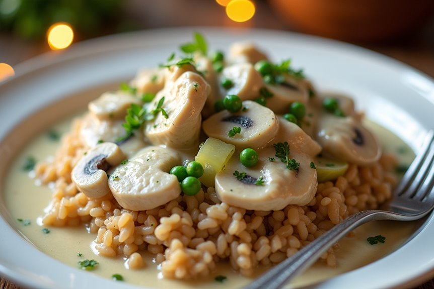 wine poached chicken la king