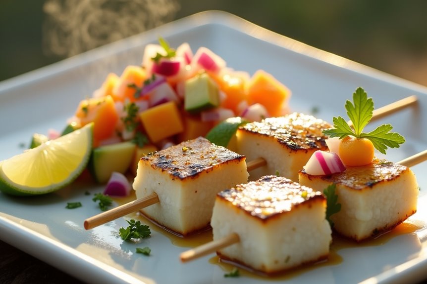 zesty tropical grilled sea bass ceviche