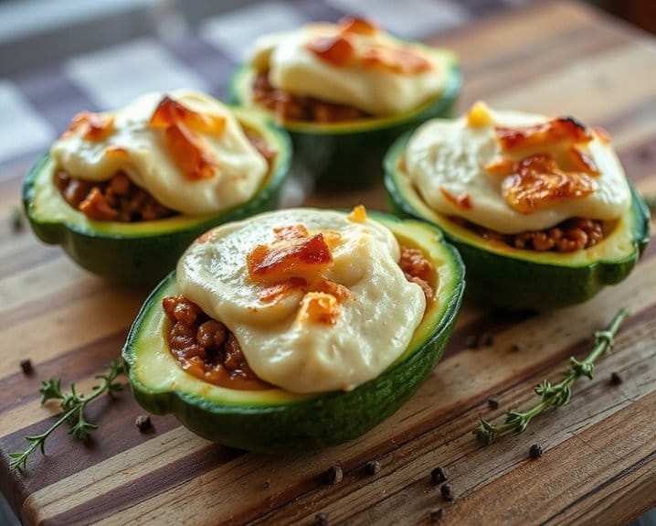 zucchini boats filled with shepherd s pie